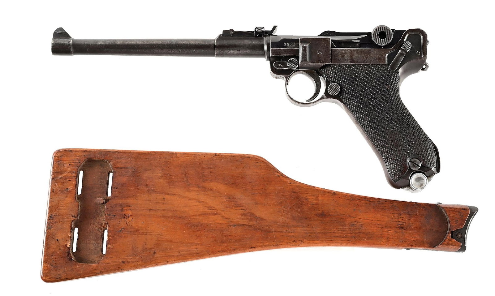 (C) SIAMESE MAUSER LP.08 ARTILLERY 9MM LUGER SEMI-AUTOMATIC PISTOL WITH BOARD STOCK. (1 of 11)