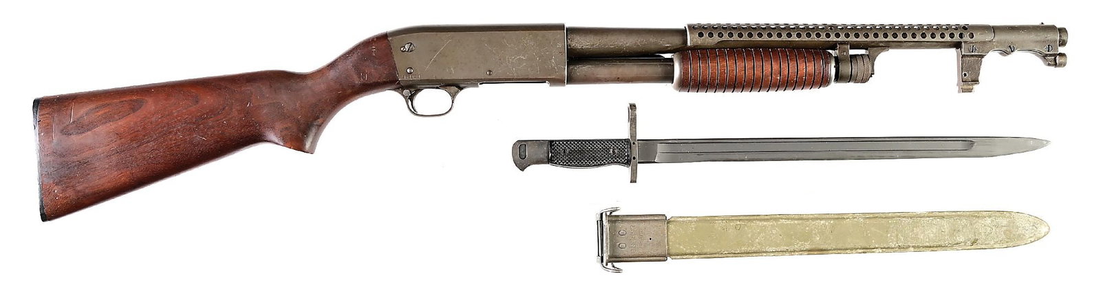 (C) RARE ITHACA COMMERICAL MODEL 37 SLIDE ACTION SHOTGUN (1967) (1 of 9)