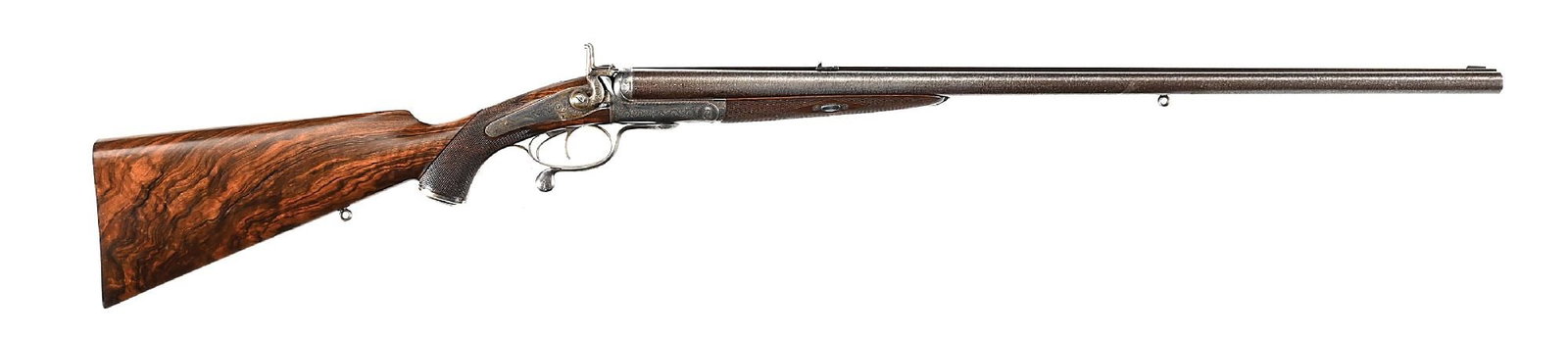 (A) JOSEPH LANG & SON .500 NO. 2 SIDE BY SIDE DOUBLE RIFLE WITH CASE. (1 of 10)