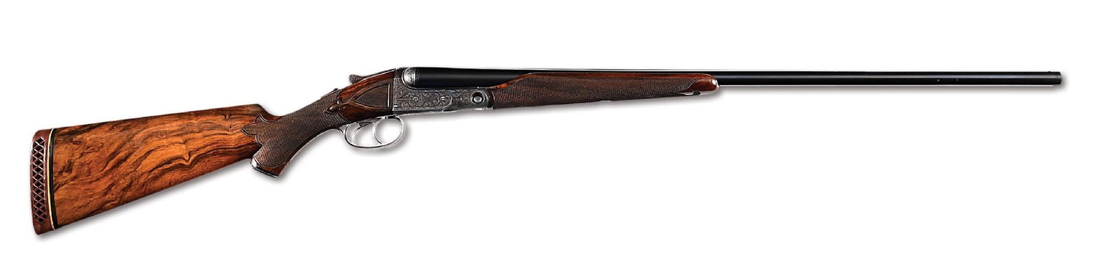 (C) PARKER AHE 20 BORE SIDE BY SIDE SHOTGUN,: Elegant Parker Brothers AHE with 28" Acme Steel barrels with white steel bead. Manufactured in 1925 with Double triggers and ejectors. Mounted with highly figured checkered stocks with pistol grip, a 