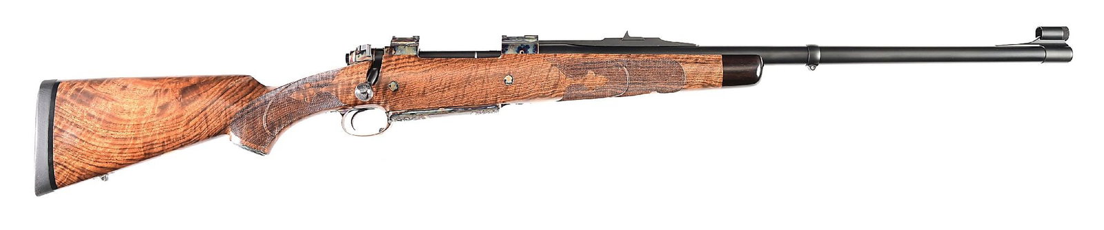 (M) PARKWEST ARMS SD-76 "DARK CONTINENT" .450 RIGBY BOLT ACTION RIFLE WITH CASE.: These rifles were designed by Parkwest Arms to meet the harsh requirements of hunting on African safaris. Heavy profile barrel with a white bead front sight on a smooth ramp and protected by a button-