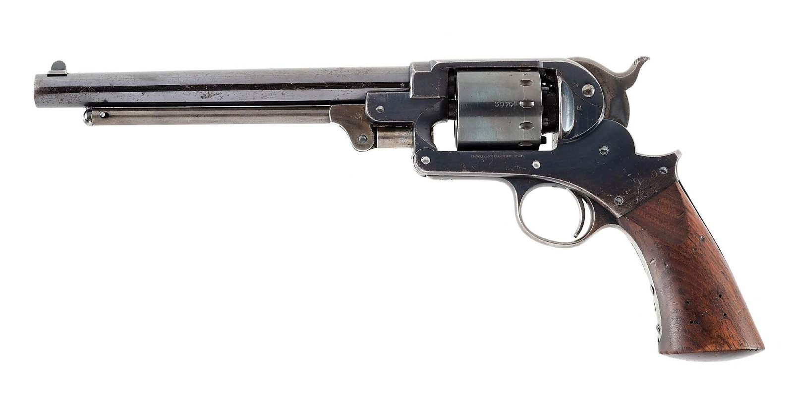 (A) HIGH CONDITION MARTIALLY INSPECTED STARR MODEL 1863 SINGLE ACTION PERCUSSION REVOLVER.: Produced by Starr Arms in New York City from 1863 through 1865. Approximately 25000 were purchased by the US Government for the Civil War and this is one such example. Matching serial numbers, high po