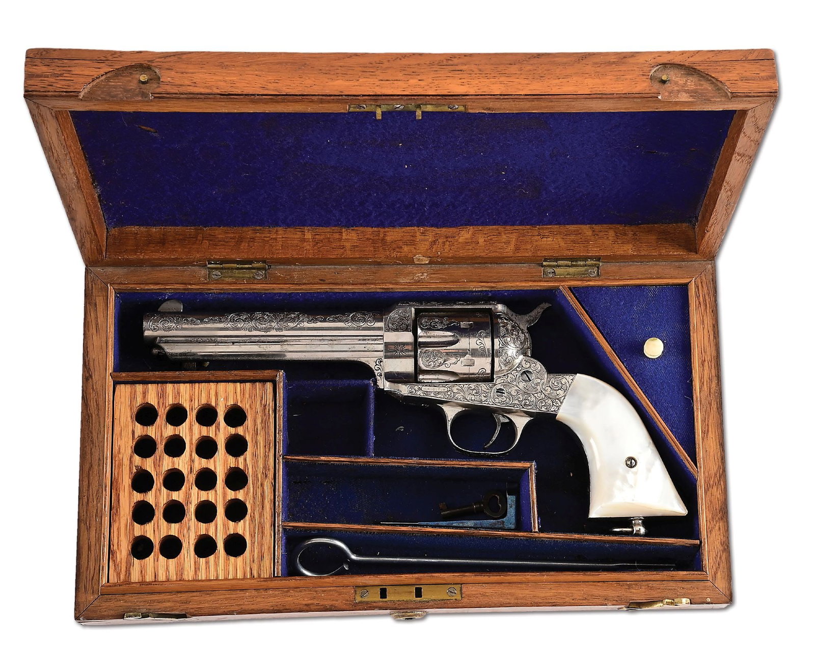 (A) ENGRAVED REMINGTON 1890 .44 WCF SINGLE ACTION REVOLVER IN CASE. (1 of 15)
