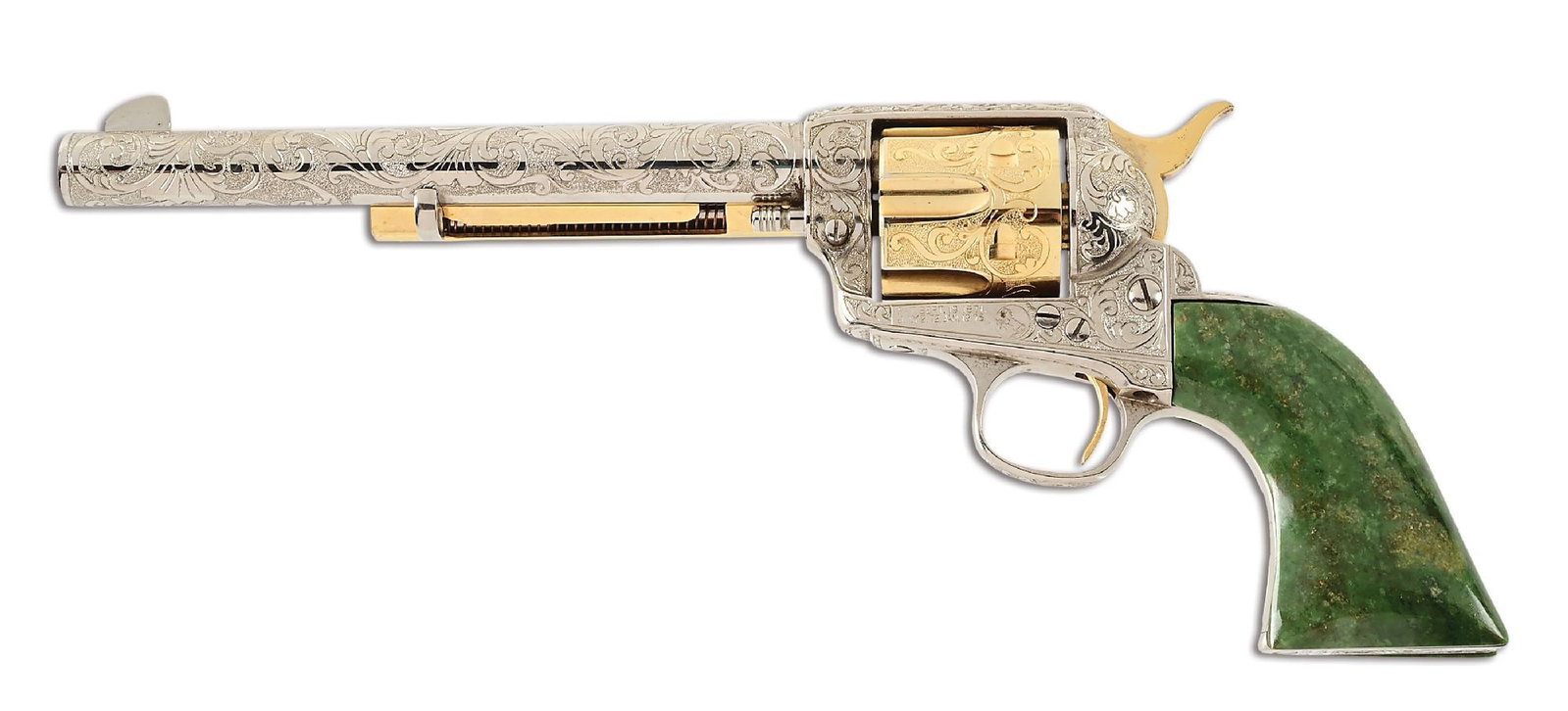 (A) ENGRAVED COLT SINGLE ACTON ARMY REVOLVER WITH EXOTIC GRIPS (1 of 12)