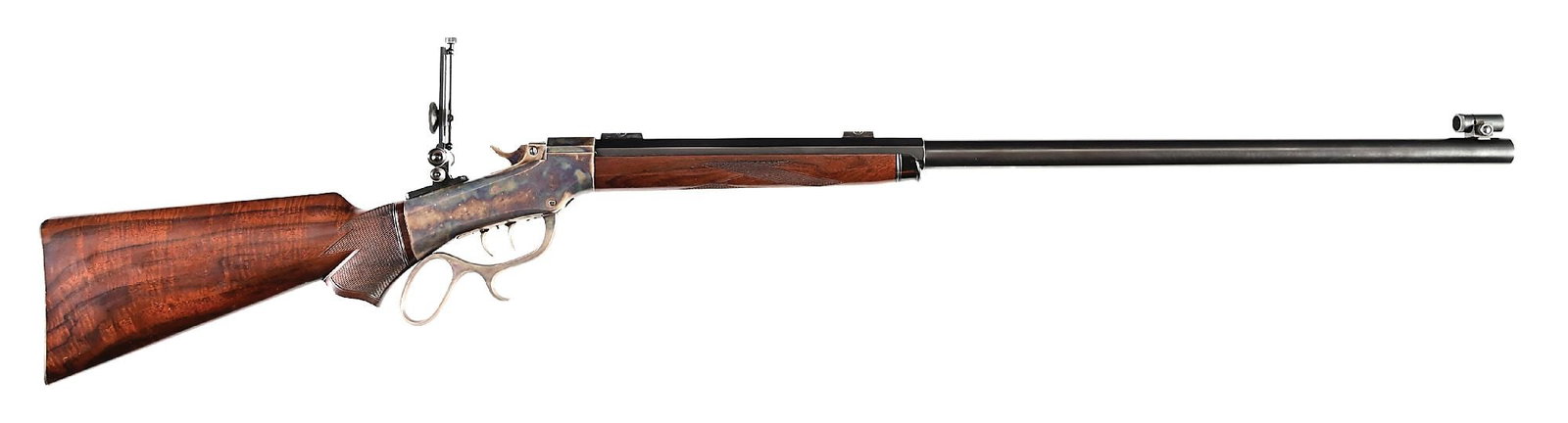 (M) CODY BALLARD 4 - 1/2 .40-65 SINGLE SHOT RIFLE.: The Ballard Rifle and Cartridge was incorporated in 1997. They build state of the art single shots in Cody, Wyoming. This example features the blued octagon to round barrel with a globe front sight, n