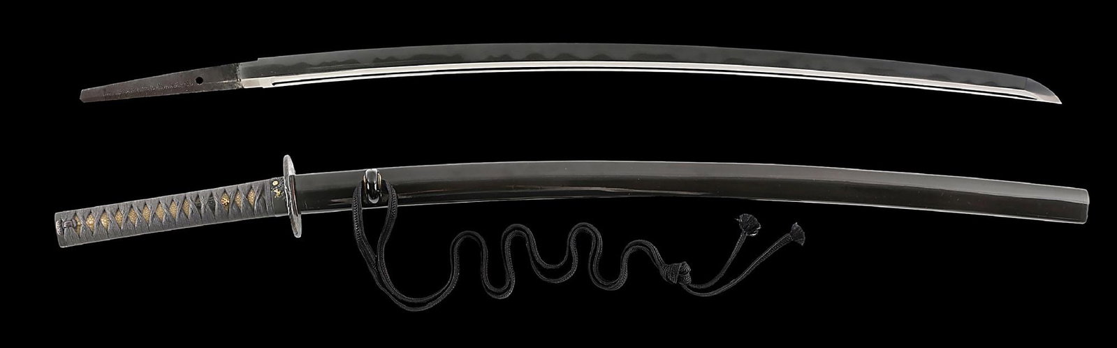 IZUMI NO KAMI OWARI NOBUIE KATANA WITH MOUNTS AND NBTHK PAPERS: While Nobuie originally signed his swords with a different character, he changed after receiving the title Izumi no Kami, a title granted by the Imperial Court in recognition of his craftsmanship; thi