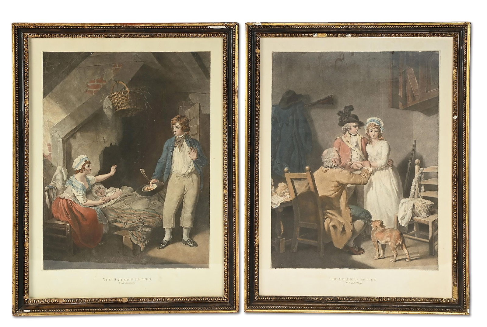 RETURNING HOME AT THE CLOSE OF THE REVOLUTIONARY WAR. 2 PRINTS. (1 of 4)