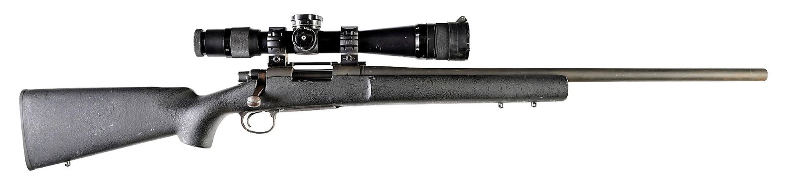 (M) REMINGTON MODEL 700 PSS .223 REMINGTON BOLT ACTION RIFLE WITH US OPTICS GLASS: Barrel with caliber marking and Remington Arms Company warning, "REP", and "8" in triangle on right side of shank. Remington composite stock with palm swell at forearm and pistol grip, Remington brand