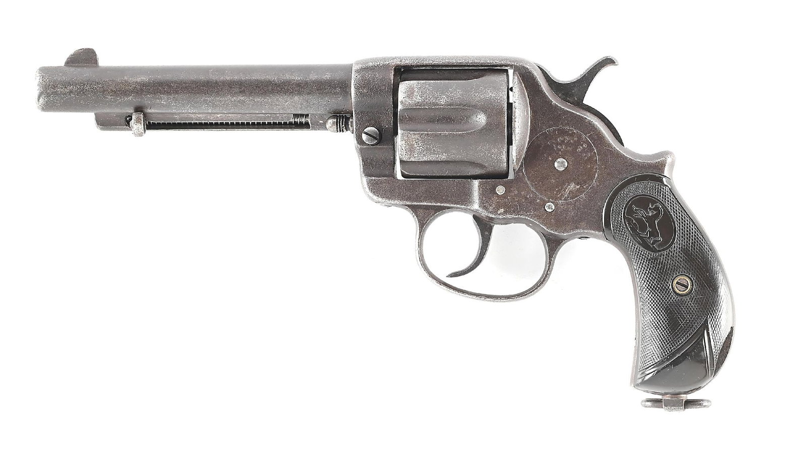 (A) COLT MODEL 1878 DOUBLE ACTION REVOLVER.: Dates to 1897. Standard features include the blue finish, one line Colt barrel legend, lanyard ring and Colt gutta percha bird head grips. Matching number 931 on back of cylinder and under barrel. Ass