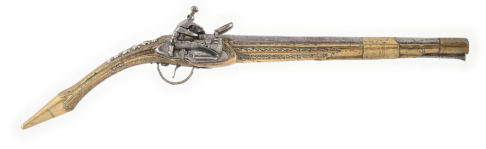 (A) BALKAN MIQUELET RATTAIL FLINTLOCK PISTOL. (1 of 6)