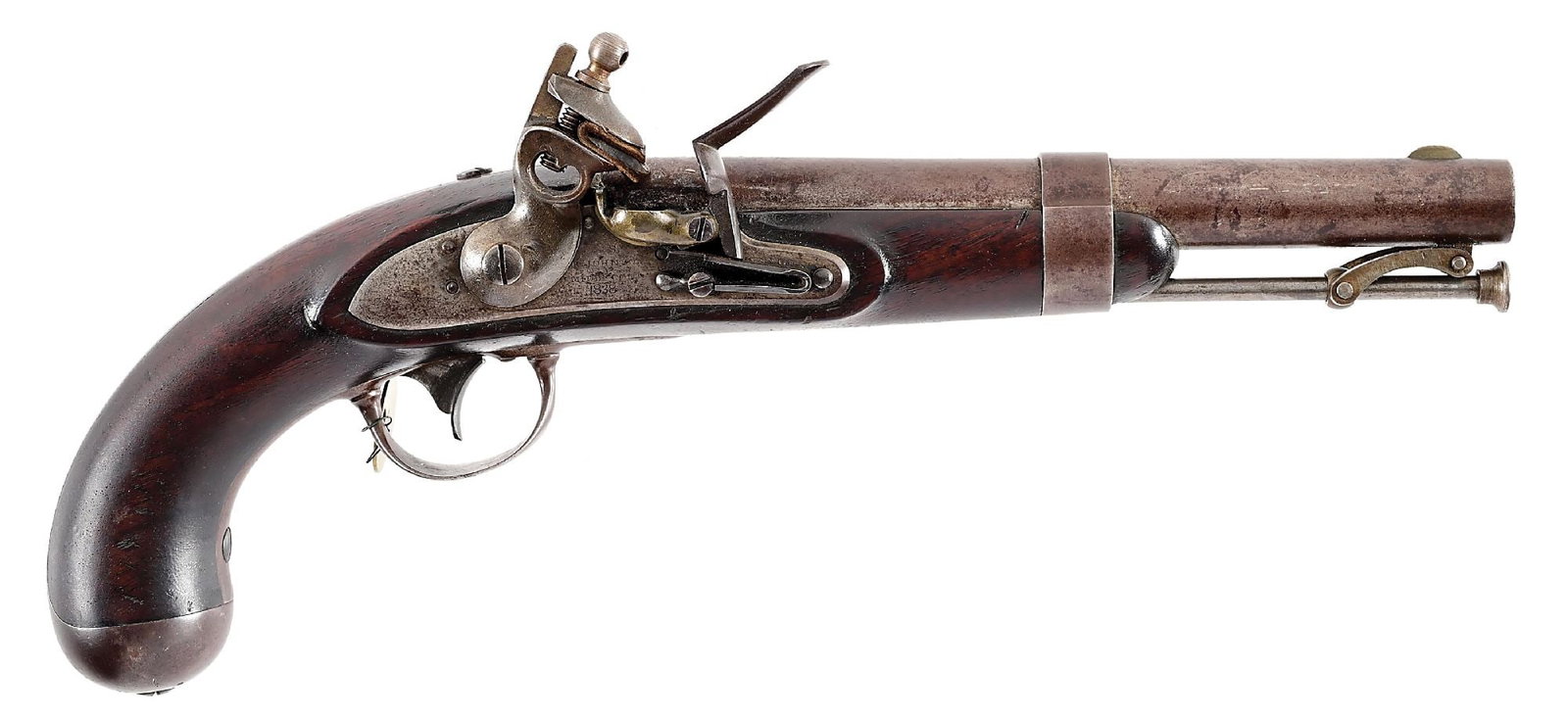 (A) ROBERT JOHNSON US MODEL 1836 FLINTLOCK PISTOL. (1 of 10)