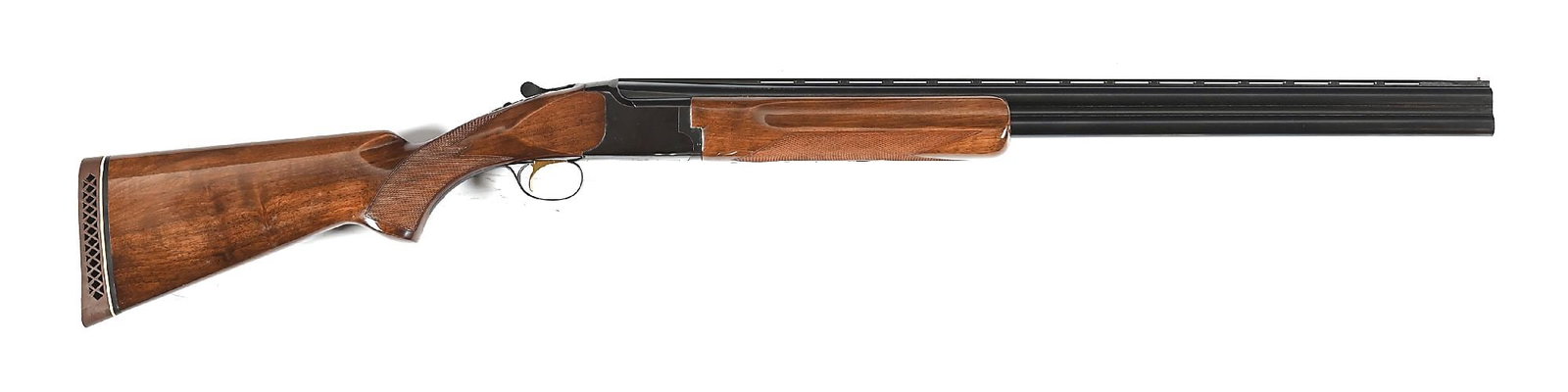 (M) BROWNING CITORI OVER UNDER SHOTGUN: Made in Japan. Features the blue finish, single trigger, vent rib, high gloss checkered walnut stock with square knob, straight comb, a Browning waffle recoil pad, and matching forearm. CONDITION: