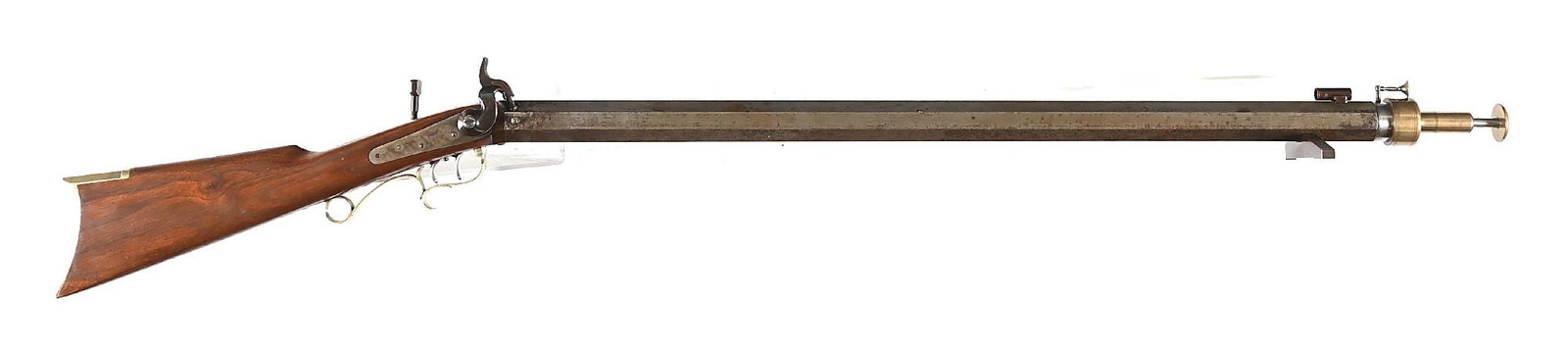 (A) MUZZY & COMPANY PERCUSSION HEAVY BARREL TARGET RIFLE WITH STARTER. (1 of 2)