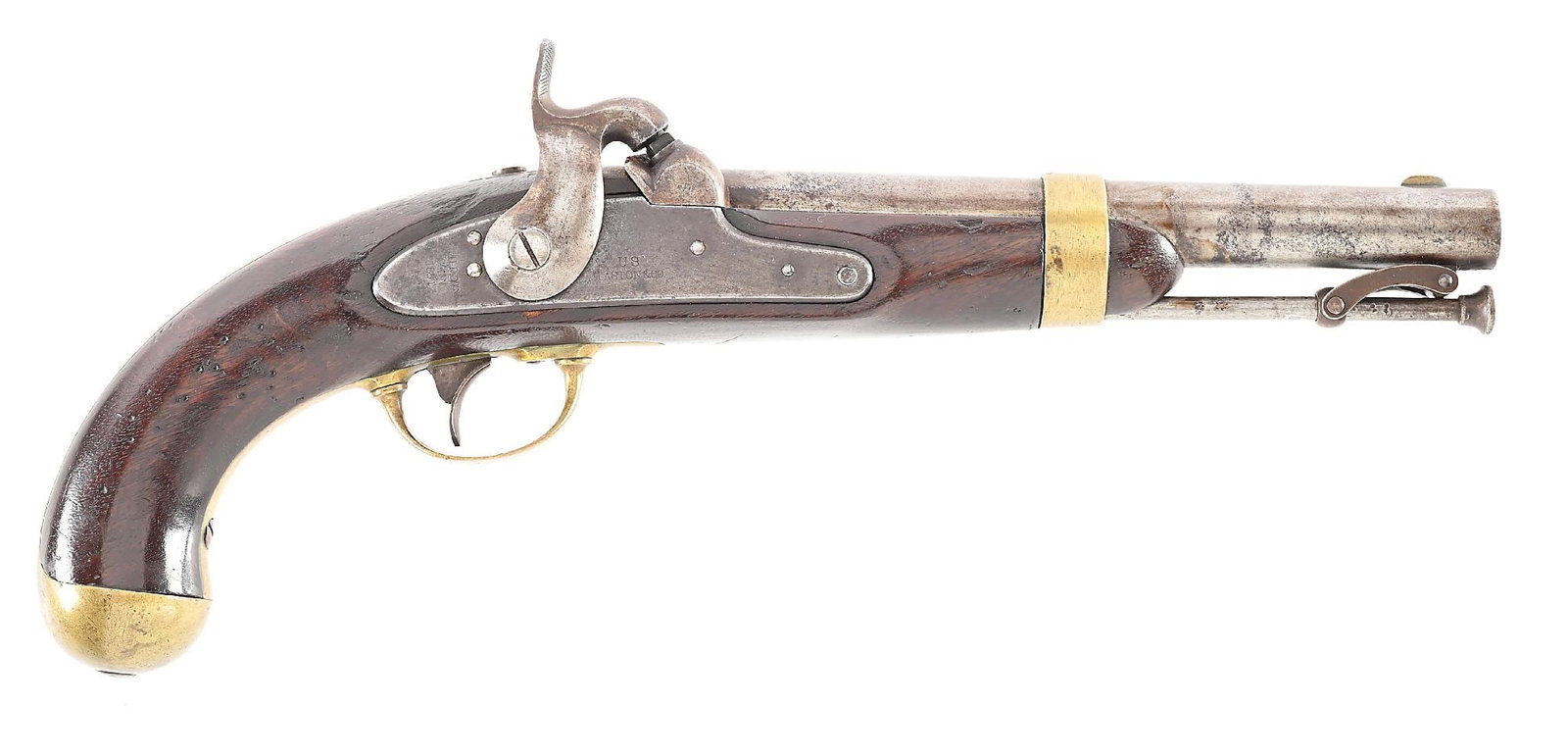 (A) 1851 DATED ASTON US MODEL 1842 PERCUSSION PISTOL. (1 of 6)
