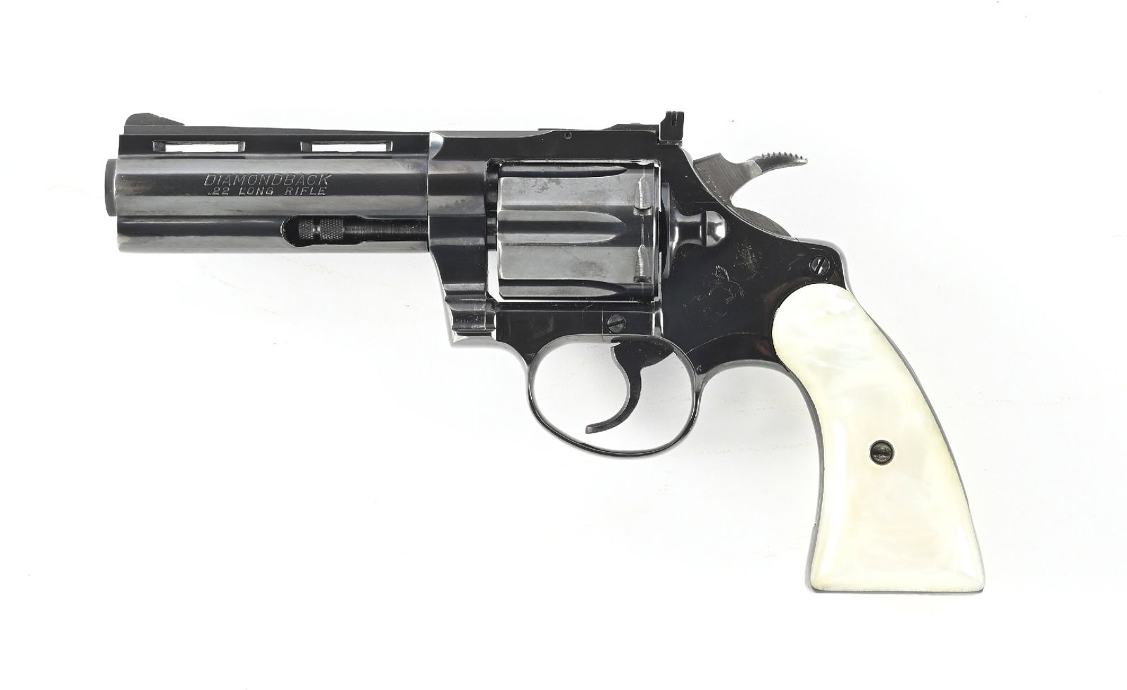 (C) COLT DIAMONDBACK .22 LR DOUBLE ACTION REVOLVER.: Dates to 1972. Built on the Colt D frame, this classic revolver is chambered for the rather hard to find caliber and features the vent rib, adjustable rear sight, white insert front sight, blue finish