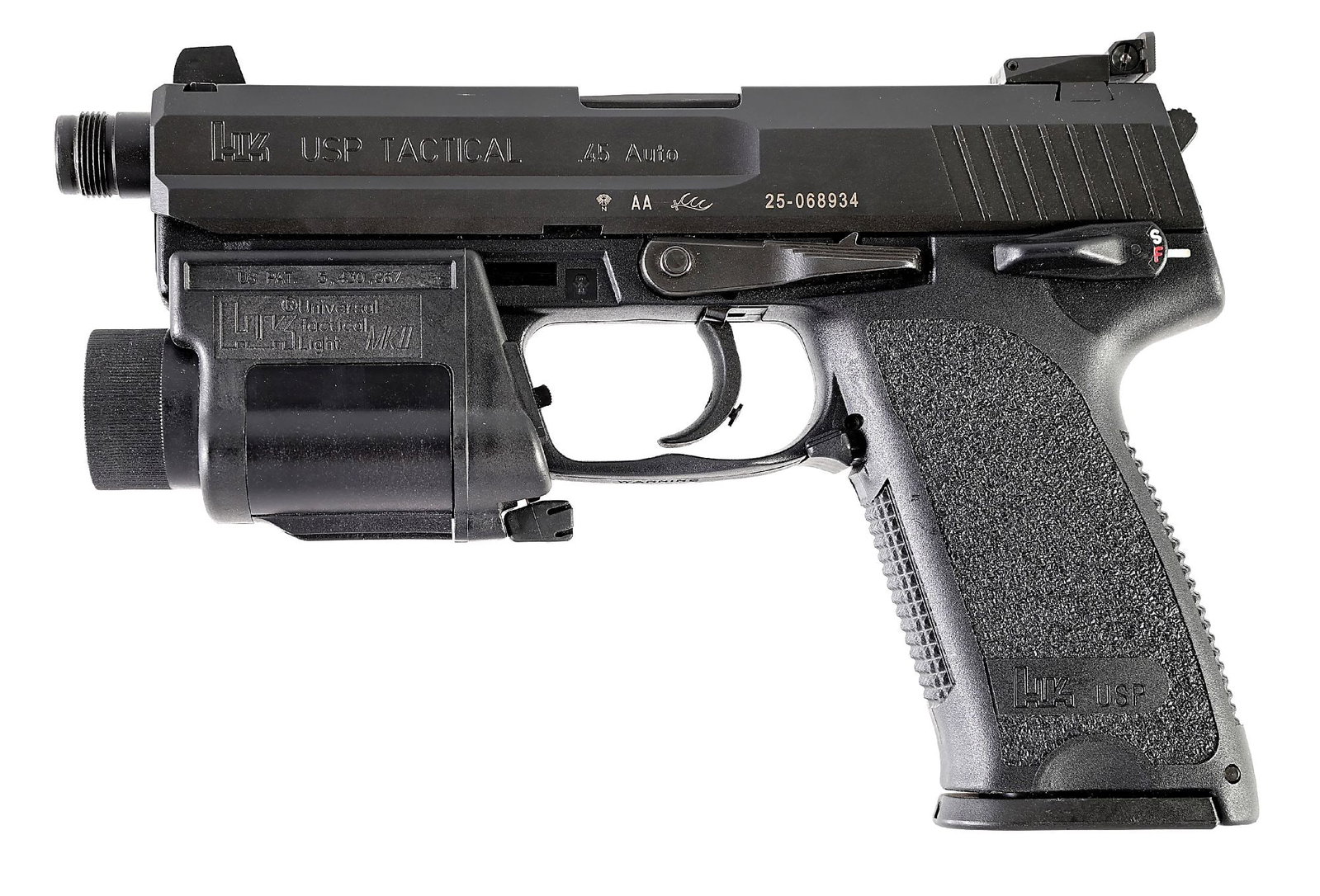 (M) HK USP TACTICAL .45 ACP SEMI-AUTOMATIC PISTOL WITH SOFT CASE AND RARE HK WEAPON LIGHT. (1 of 8)