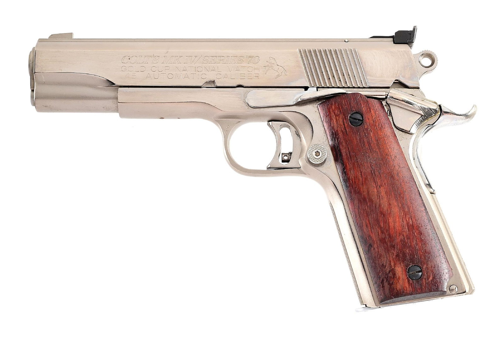 (C) NICKEL COLT GOLD CUP NATIONAL MATCH 1911 SEMI-AUTOMATIC PISTOL. (1 of 8)