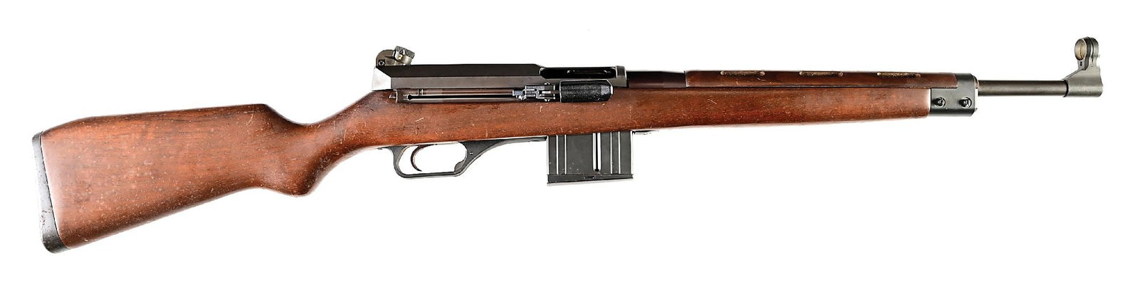 (M) HECKLER & KOCH SL7 .308 WINCHESTER SEMI-AUTOMATIC RIFLE WITH BOX.: Manufactured in West Germany in 1984. These rifles were built for sporting and utility purposes based on the iconic roller delayed action. Phosphate finished with barrel mounted hooded post front sigh