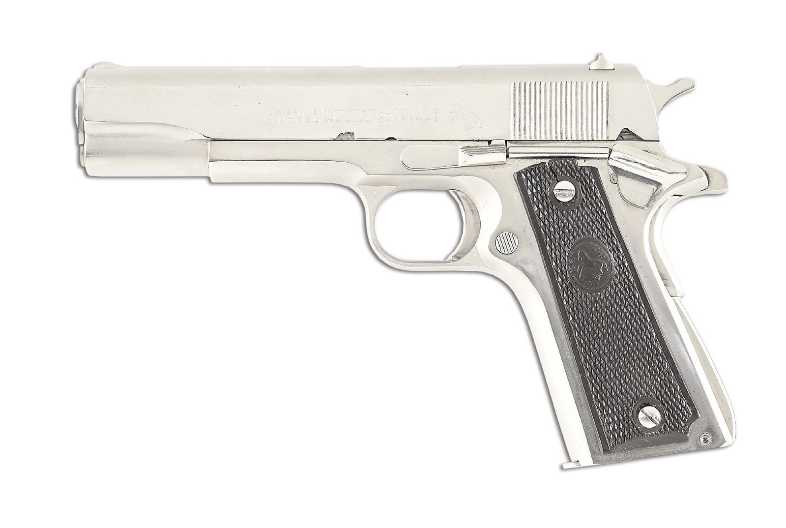 (C) SCARCE NICKEL PRE-SERIES 70 COLT GOVERNMENT MODEL 1911 .45 ACP SEMI-AUTOMATIC PISTOL. (1 of 2)