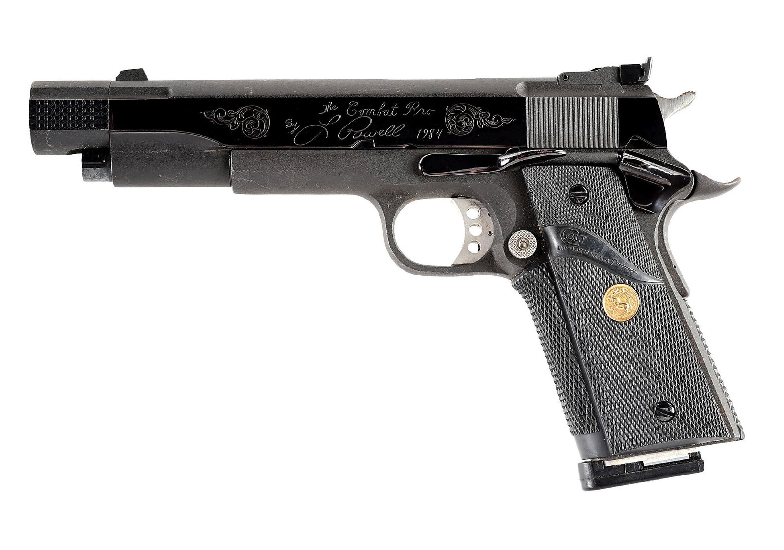 (M) POWELL COMBAT PRO CUSTOM COLT GOVERNMENT MODEL 1911 SEMI-AUTOMATIC PISTOL. (1 of 6)