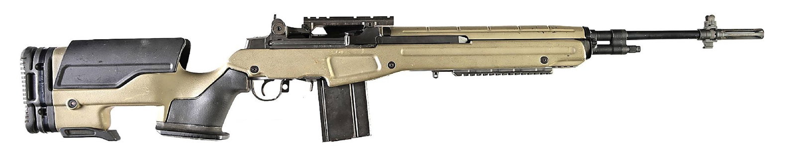 (M) LRB ARMS M14SA 7.62X51MM SEMI-AUTOMATIC RIFLE IN JAE-100 CHASSIS: According to the consignor, the LRB Arms barreled receiver was assembled by GA Precision. Long M14 style flash hider, blade front sight with protected ears, bayonet lug, and adjustable aperture peep r