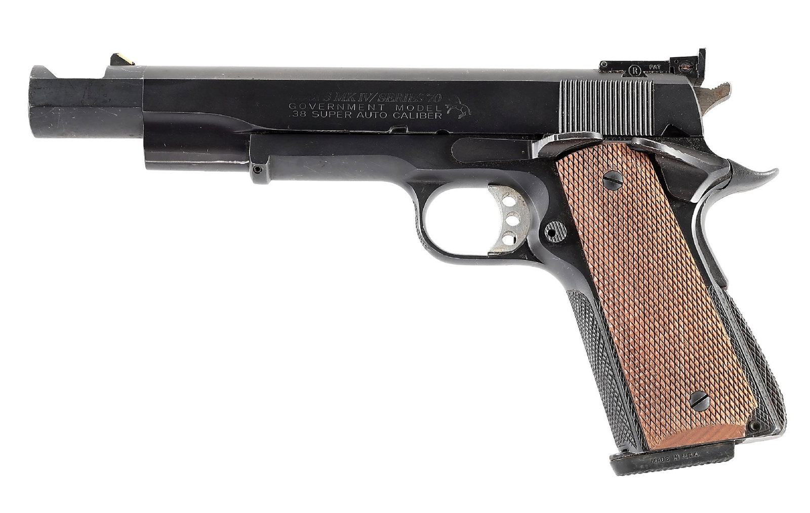 (C) JIM CLARK PIN MASTER .38 SUPER SEMI-AUTOMATIC PISTOL BUILT ON A COLT GOVERNMENT MODEL. (1 of 8)