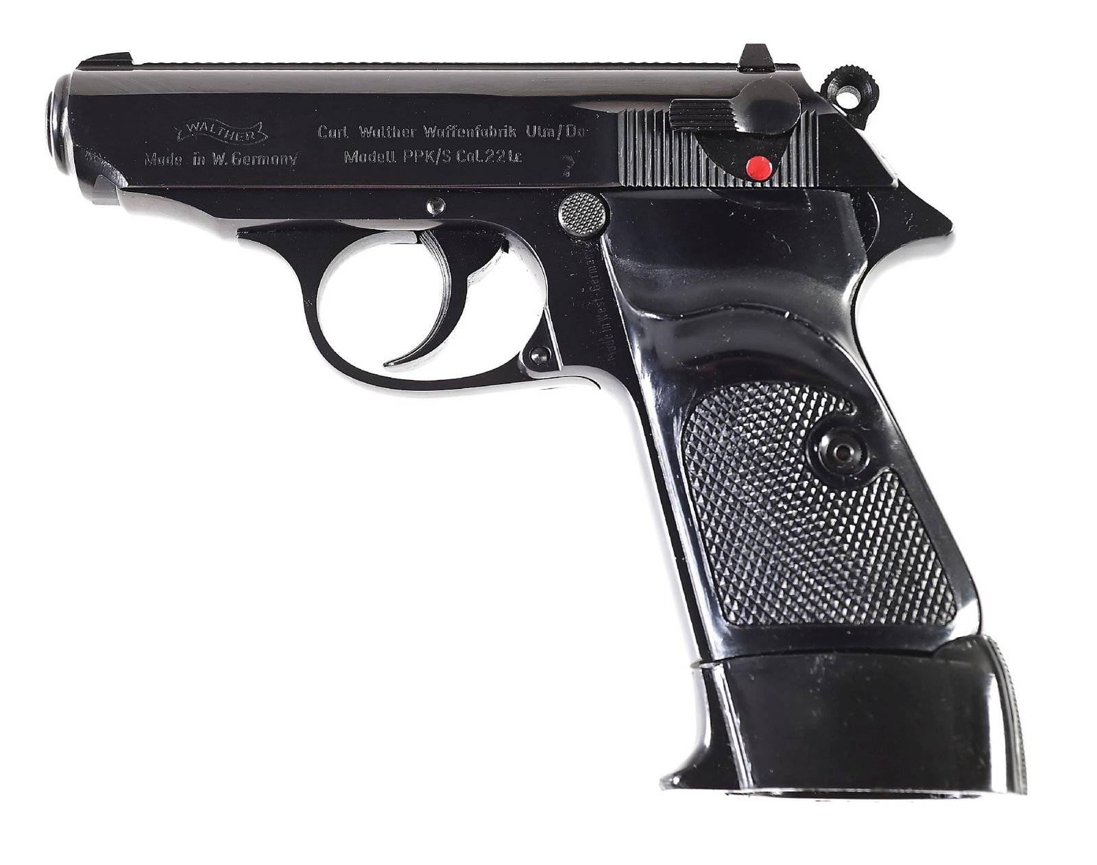 (C) EARLY WALTHER PPK/S TARGET .22 LR SEMI-AUTOMATIC PISTOL WITH BOX.: West German proofed in 1969, the first full year of production for the PPK/S which was introduced to meet the new import requirements of the 1968 Gun Control Act. Standard Ulm PPK/S slide legend on le