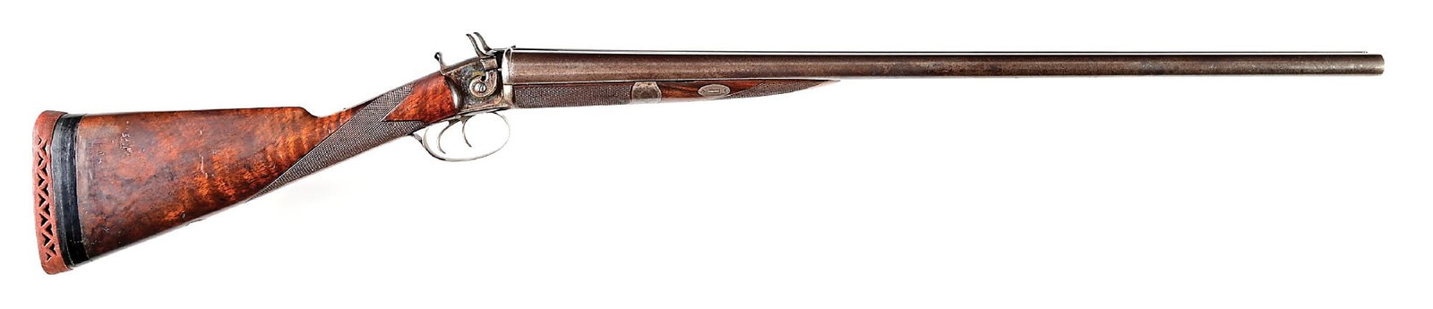 (A) EXTREMELY RARE DAN WESSON FIRE ARMS COMPANY 12 GAUGE SIDE BY SIDE HAMMER SHOTGUN. (1 of 8)