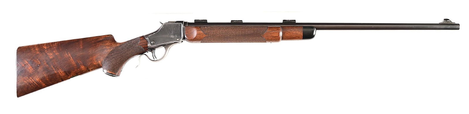 (C) CUSTOM WINCHESTER 1885 HIGH WALL .32-40 SINGLE SHOT RIFLE WITH SHOOTER'S CASE. (1 of 12)