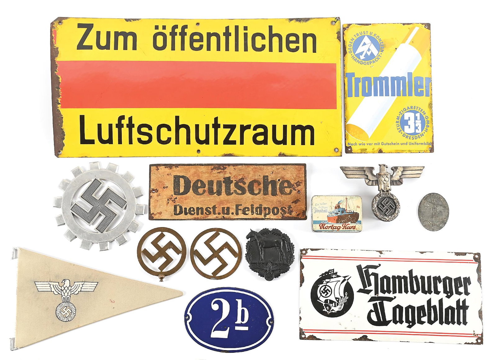 LARGE LOT OF MISCELLANEOUS THIRD REICH ENAMEL SIGNS. (1 of 3)