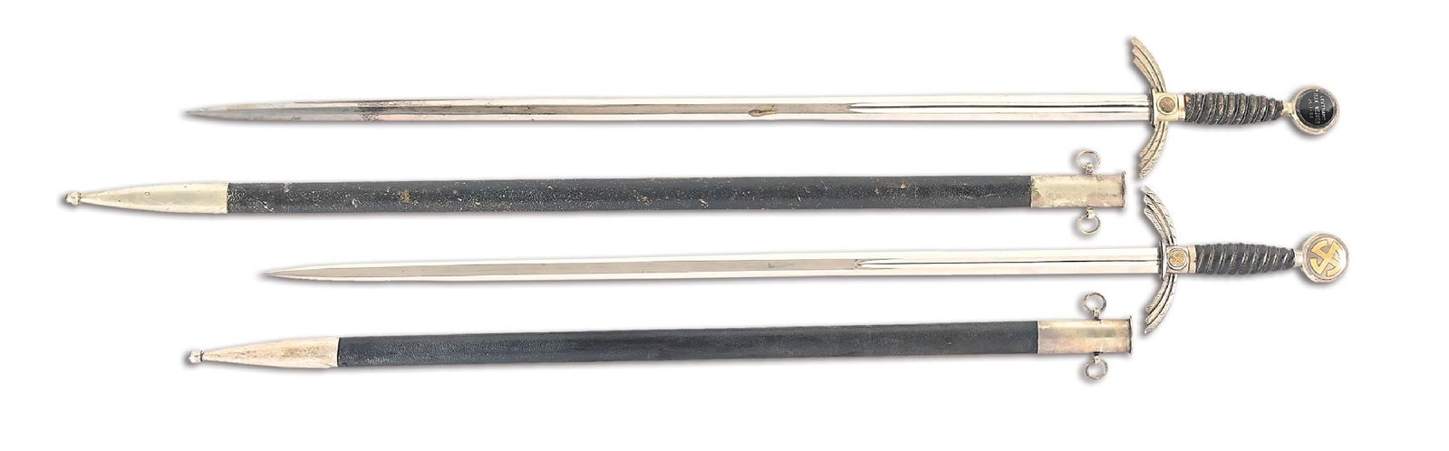 LOT OF TWO GERMAN WORLD WAR II LUFTWAFFE 1ST MODEL SWORDS, ONE IDENTIFIED. (1 of 12)