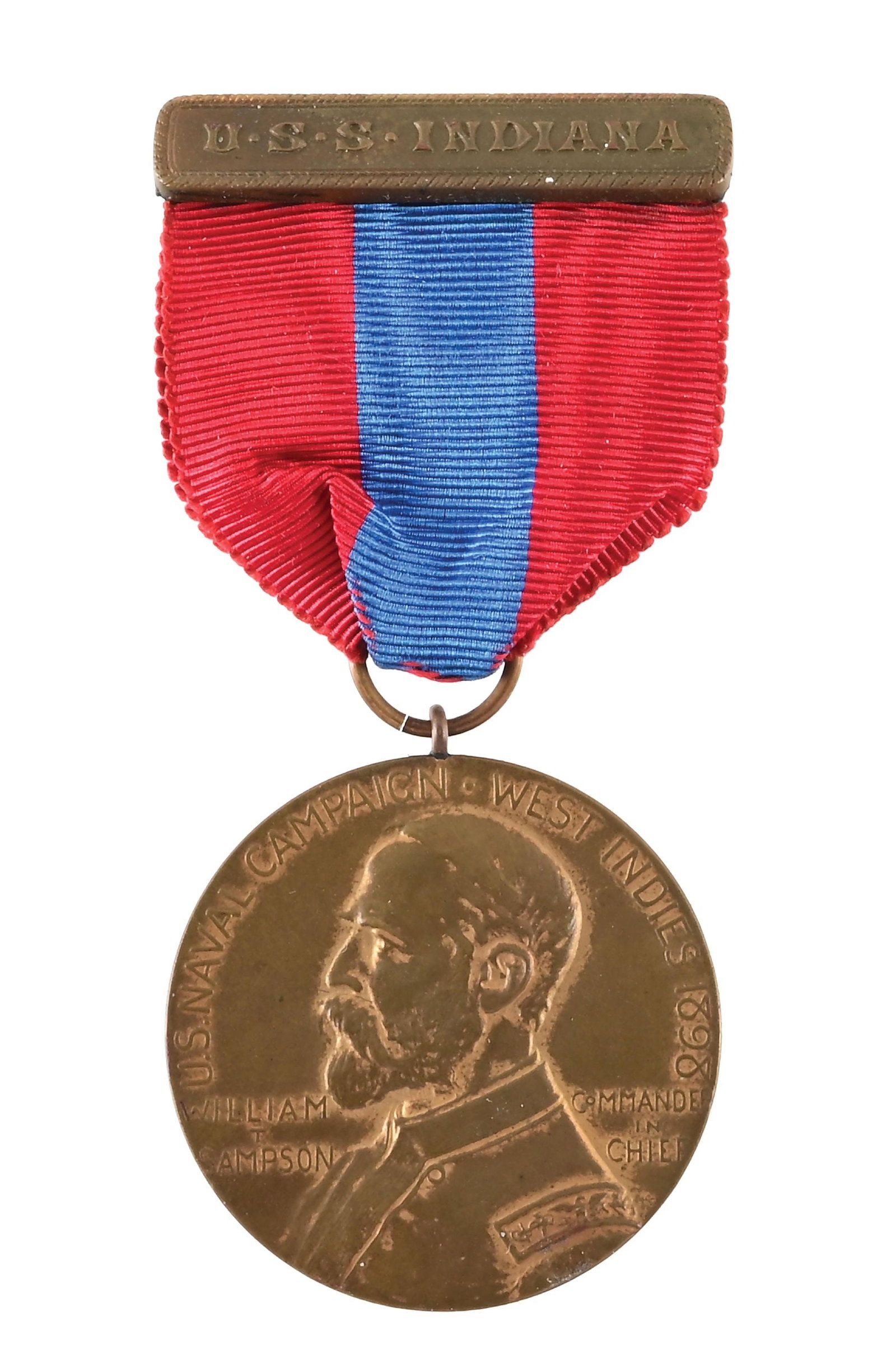 US SPANISH AMERICAN WAR USS INDIANA SAMPSON MEDAL. (1 of 3)