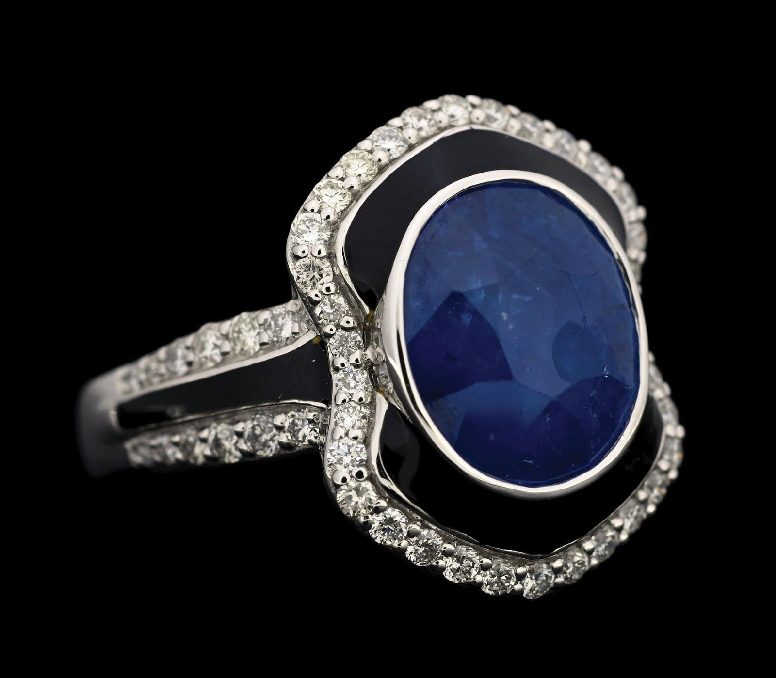 PLATINUM CEYLON SAPPHIRE & DIAMOND RING W/GIA REPORT (1 of 8)