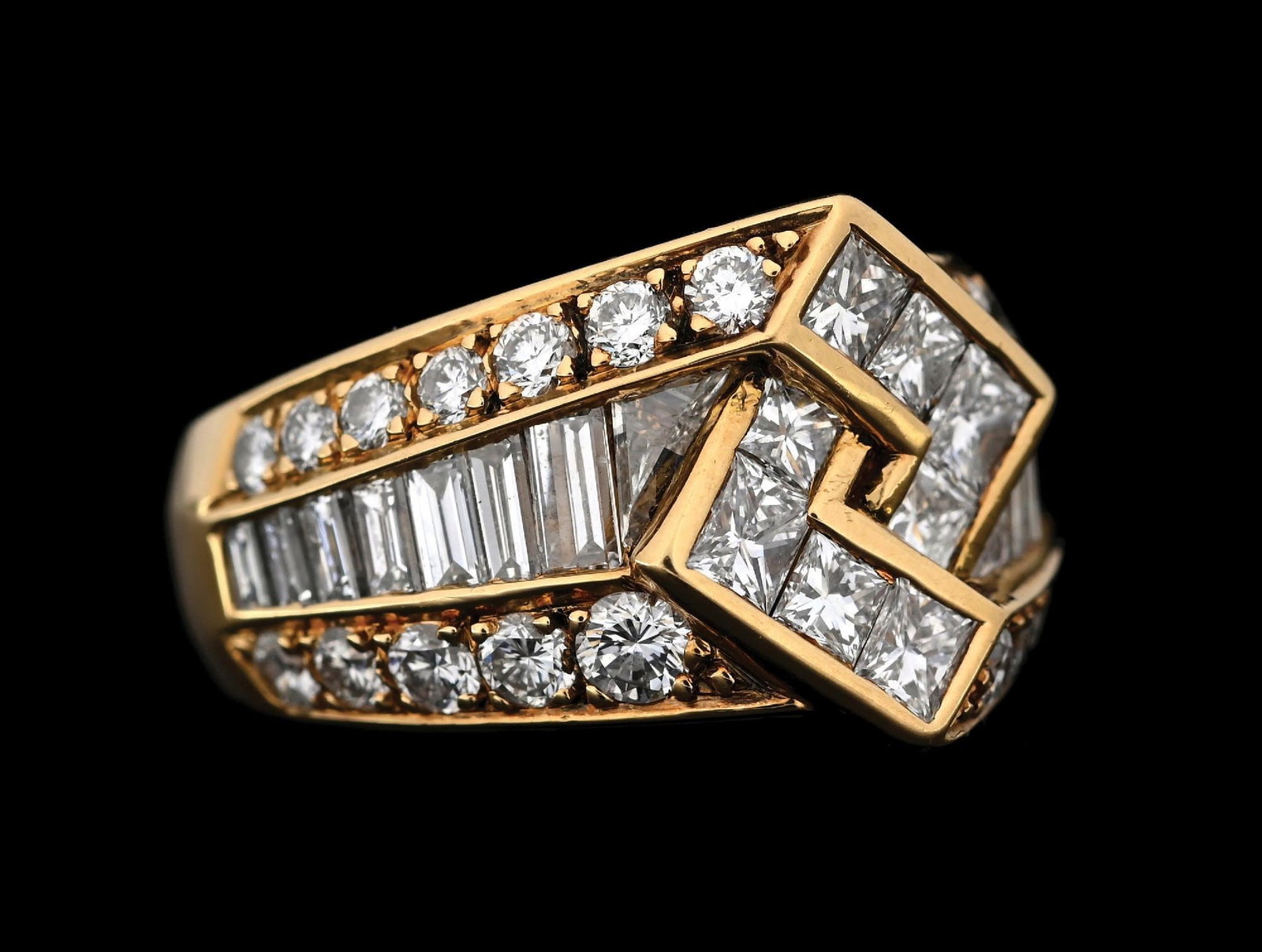 18K YELLOW GOLD 3CT TW DIAMOND DINNER RING (1 of 5)