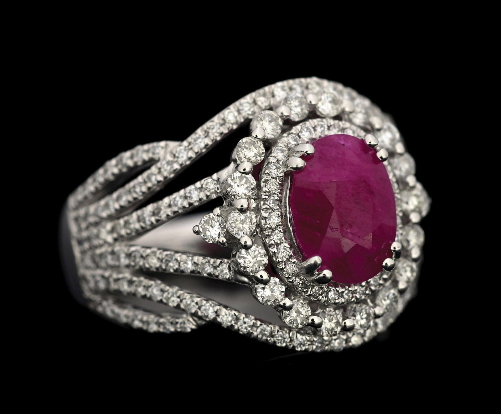 PLATINUM BURMESE RUBY & DIAMOND RING W/GIA REPORT (1 of 8)