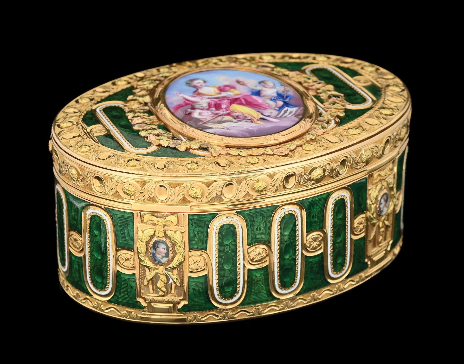 18K YELLOW GOLD ENAMELED TOBACCO BOX (1 of 7)