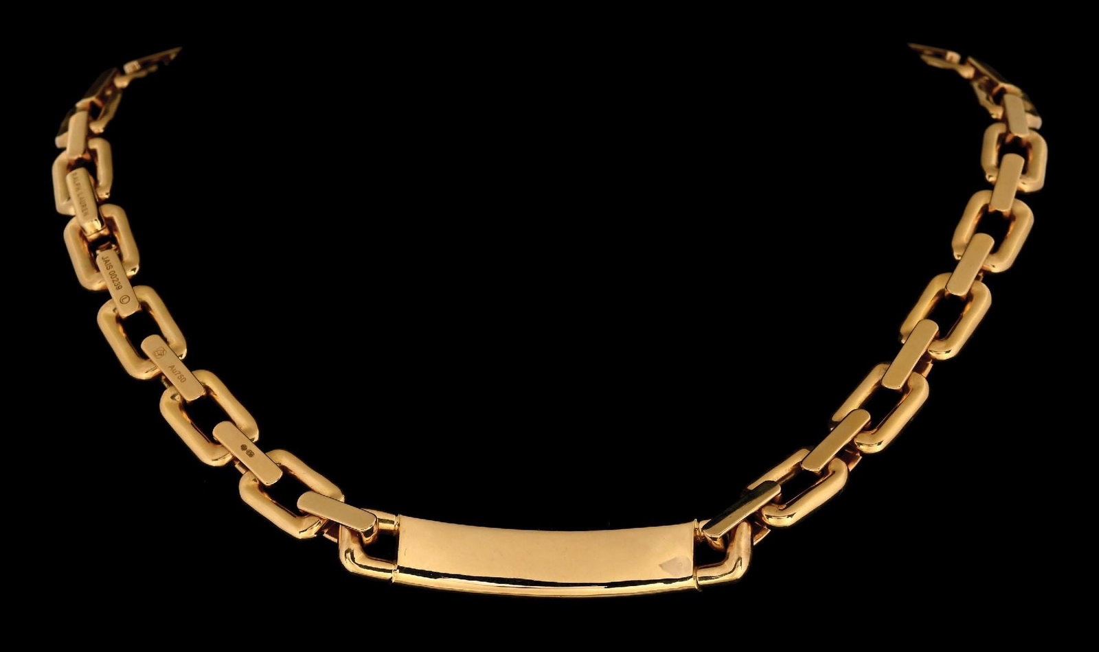 18k Yellow Gold Ralph Lauren Id Link Chain Necklace Auction