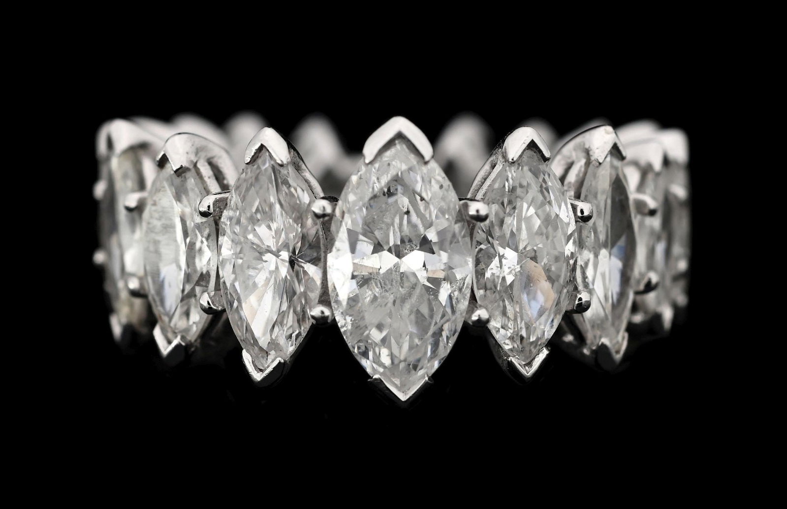 PLATINUM GRADUATED MARQUISE DIAMOND ETERNITY BAND, 5.50CT TW (1 of 4)