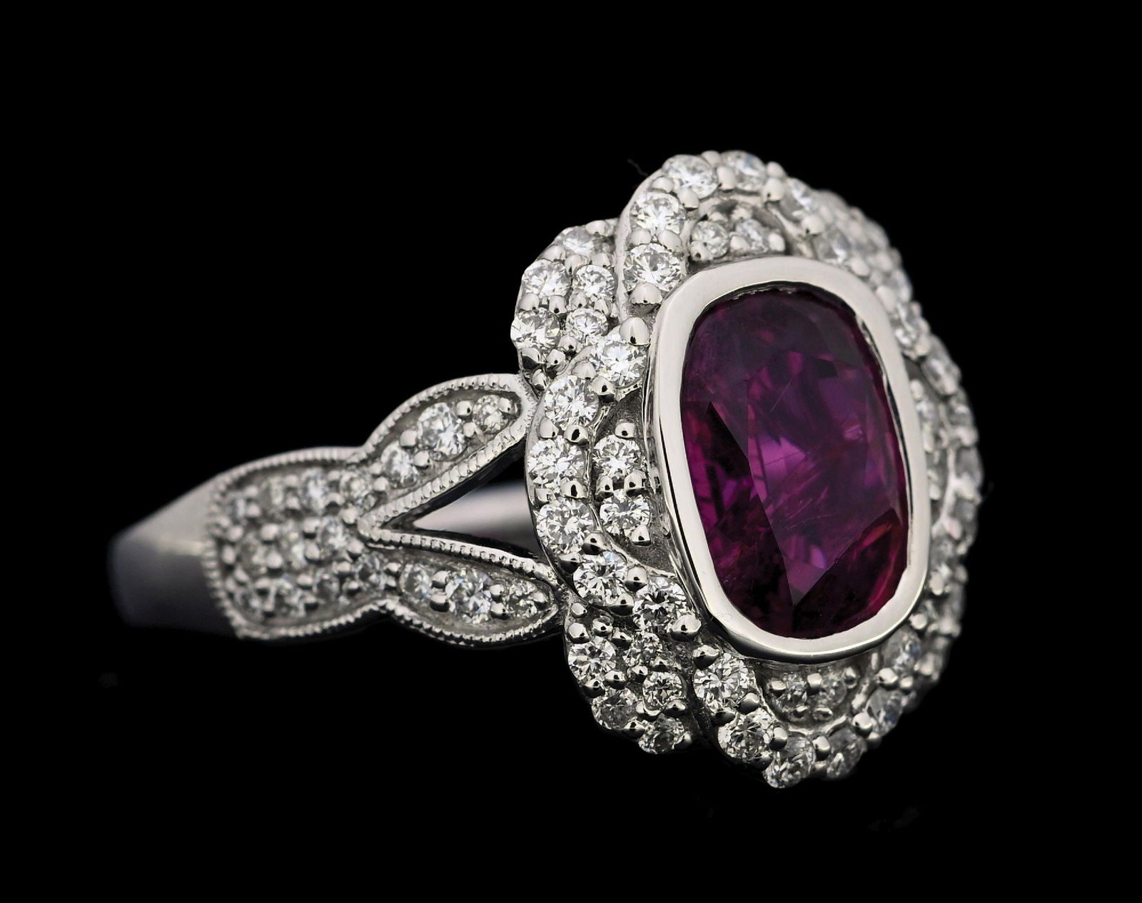 PLATINUM RUBY & DIAMOND RING W/GIA REPORT (1 of 7)