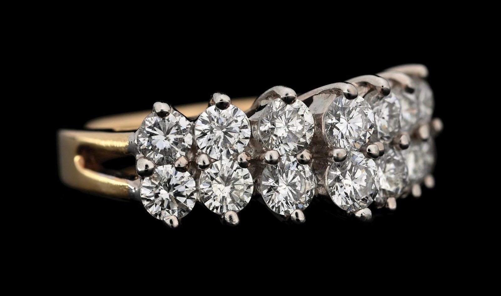 14K T/T GOLD 2-ROW DIAMOND RING, 2.35CT TW (1 of 6)