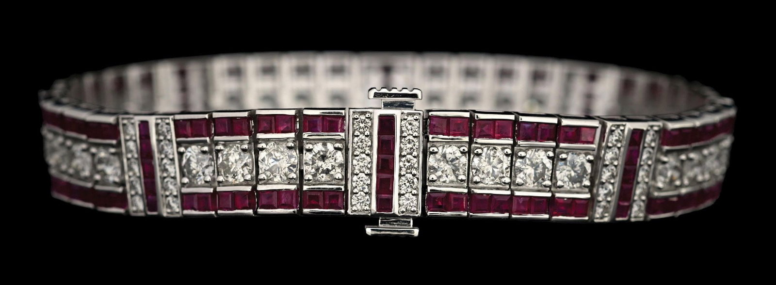 PLATINUM RUBY & DIAMOND BRACELET W/REPORT - 2
