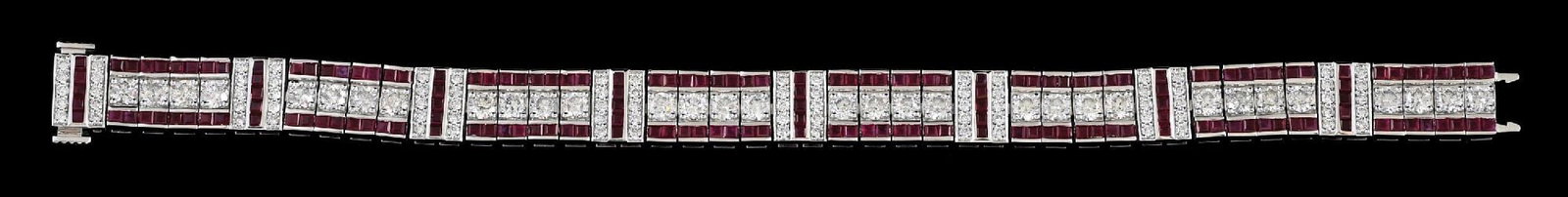 PLATINUM RUBY & DIAMOND BRACELET W/REPORT - 3