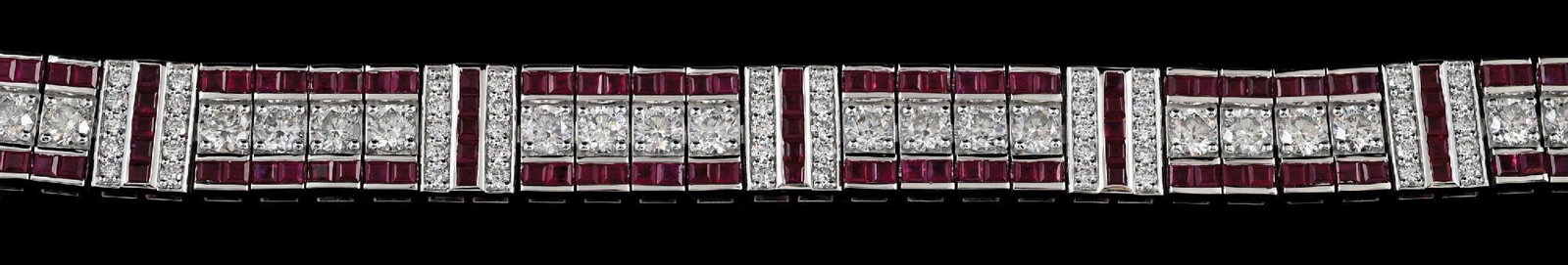 PLATINUM RUBY & DIAMOND BRACELET W/REPORT - 5