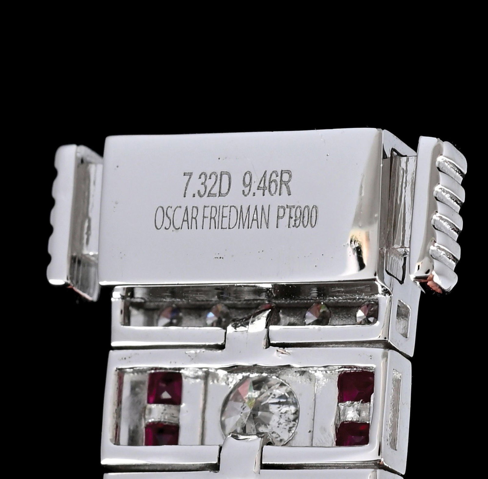 PLATINUM RUBY & DIAMOND BRACELET W/REPORT - 7