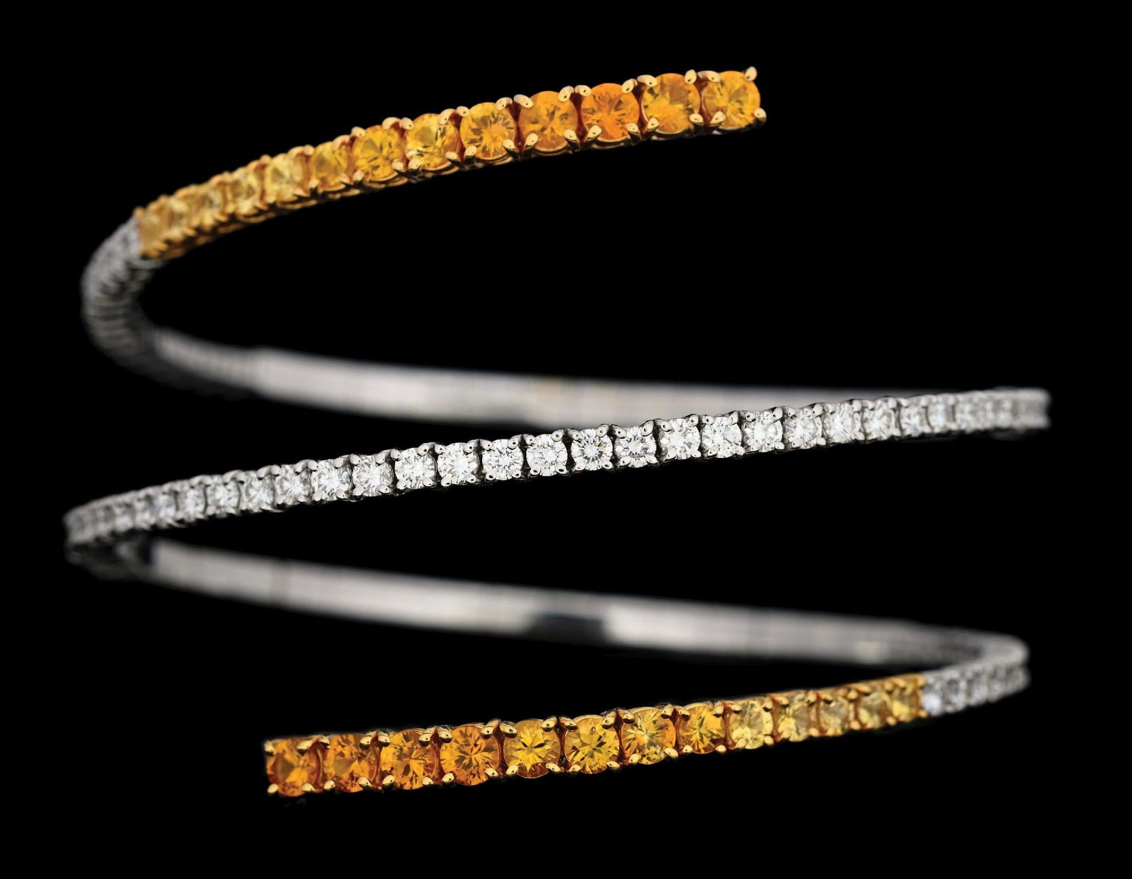 18K WHITE GOLD DESIGNER YELLOW SAPPHIRE & DIAMOND BRACELET (1 of 5)