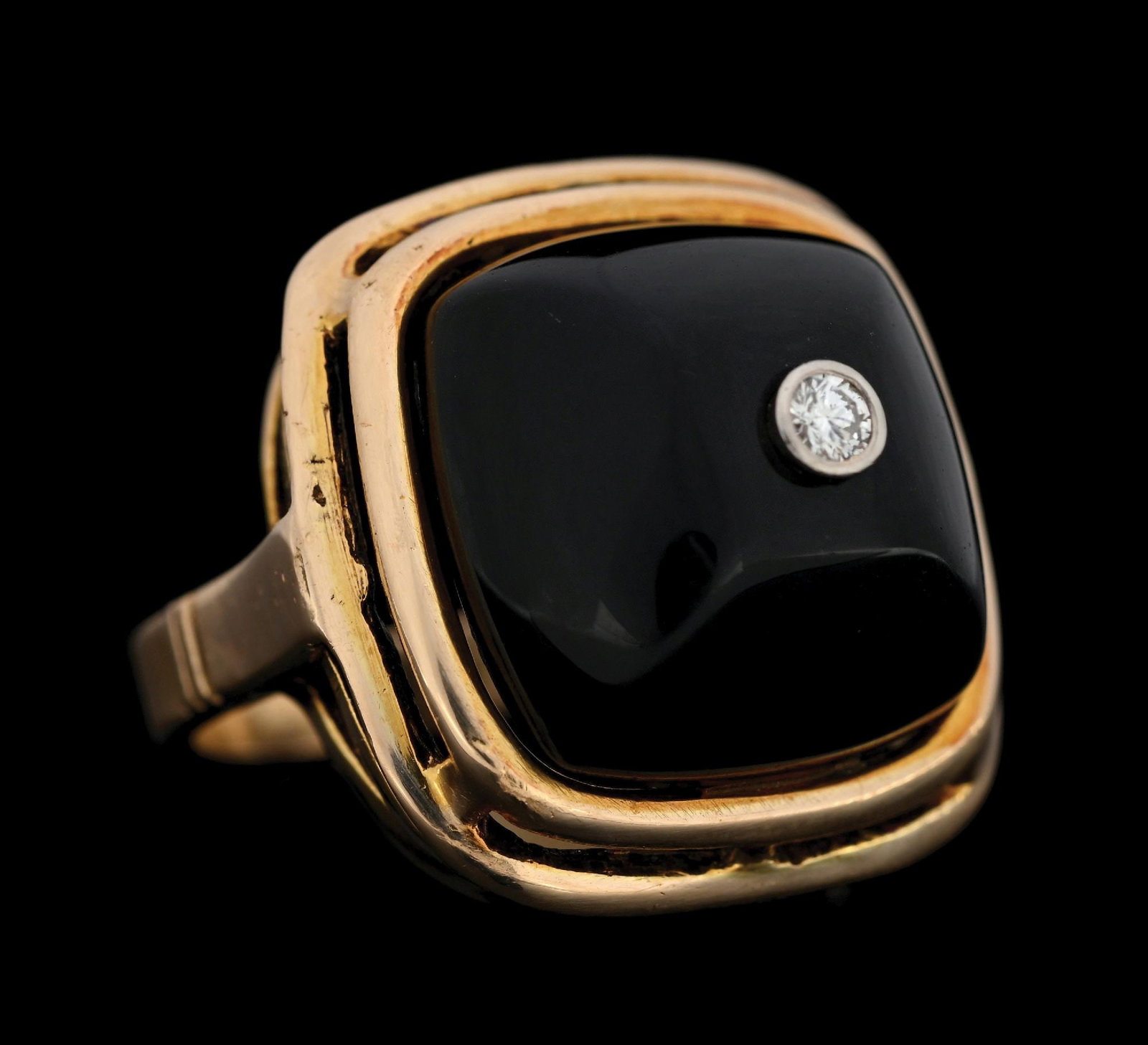 VINTAGE 14K T/T GOLD BLACK ONYX & DIAMOND RING (1 of 5)