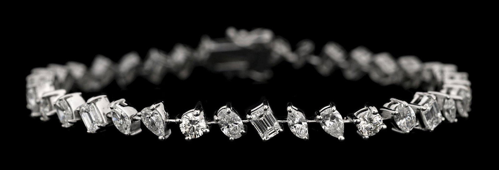 14K WHITE GOLD MULTI-SHAPE DIAMOND BRACELET, 7.06CT TW (1 of 7)