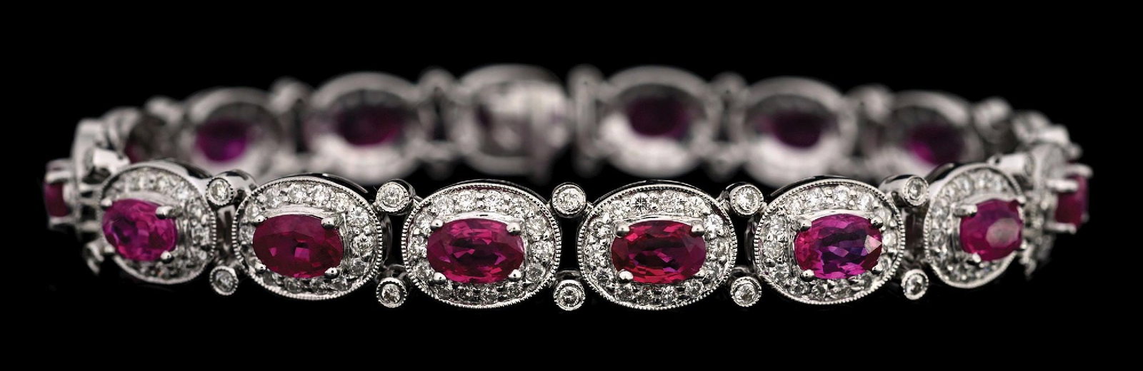 18K WHITE GOLD BURMESE RUBY & DIAMOND BRACELET (1 of 7)