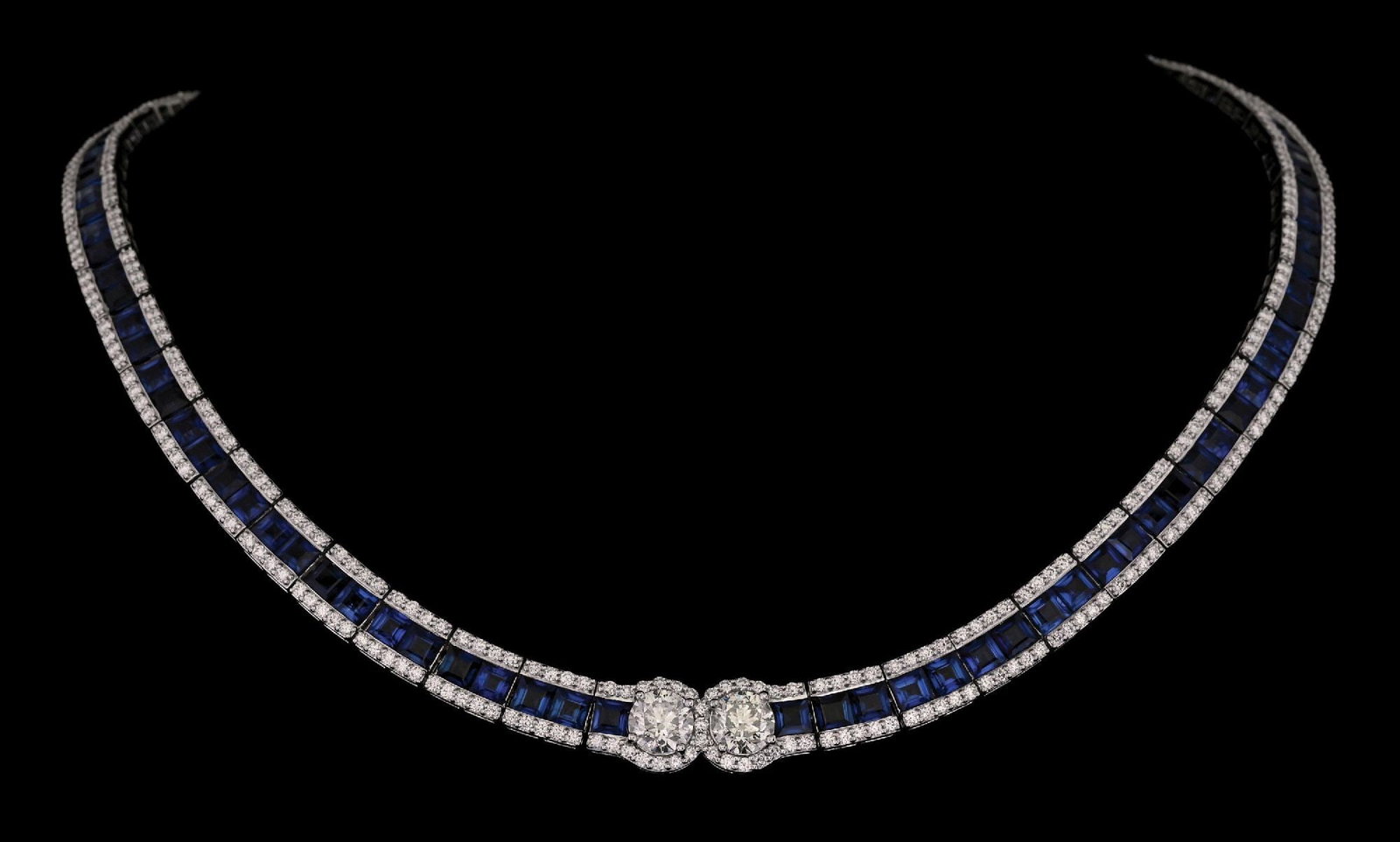 PLATINUM SAPPHIRE & DIAMOND NECKLACE W/REPORT (1 of 8)
