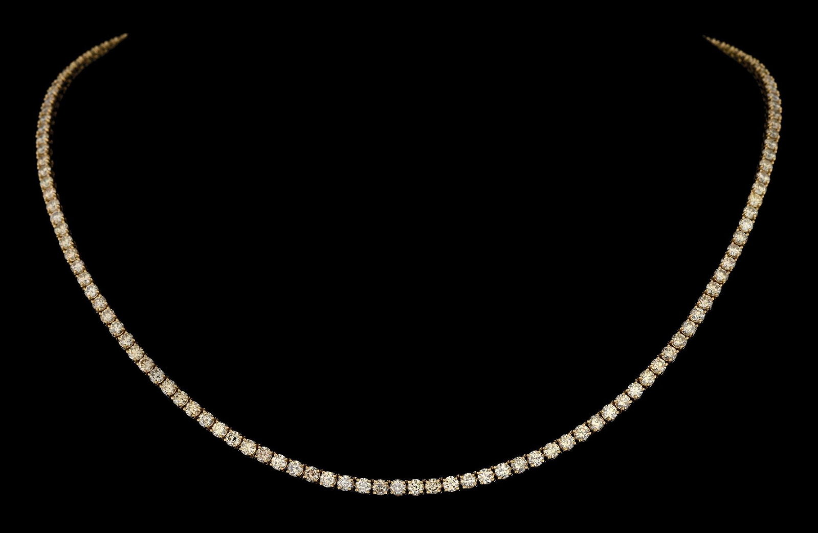 14K YELLOW GOLD 12.07CT TW DIAMOND LINE NECKLACE W/REPORT (1 of 8)